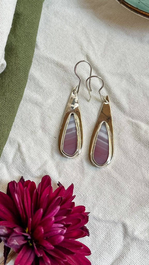 Aretes de plata con Ágata Botswana