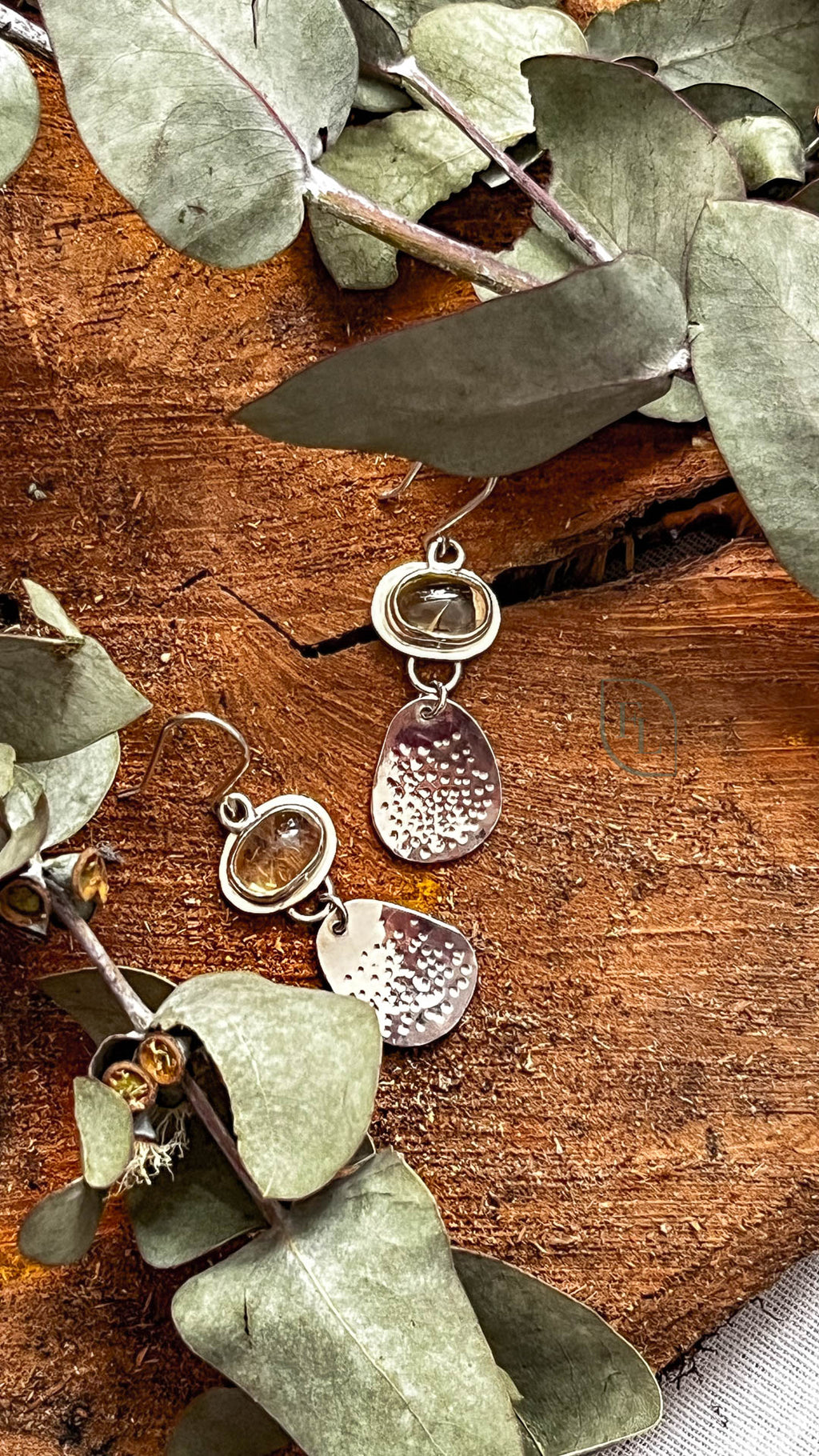 Aretes de plata con Citrino
