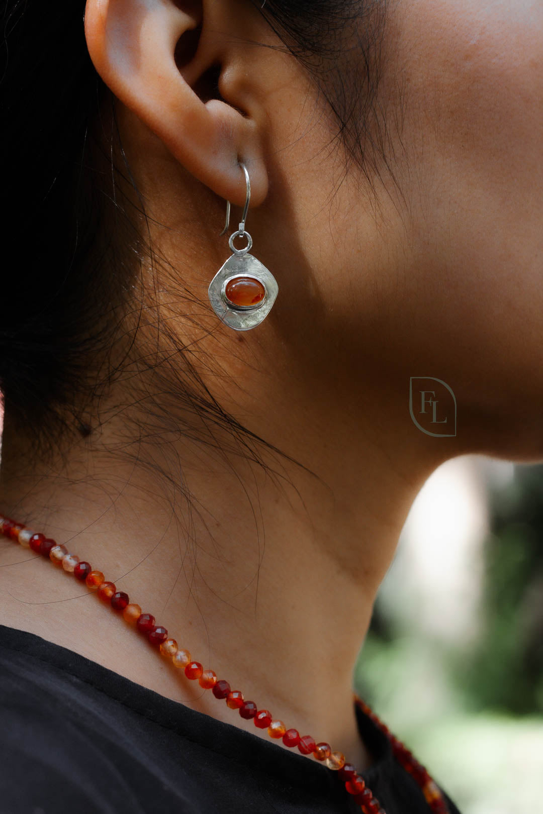 Aretes de plata con Cornalina